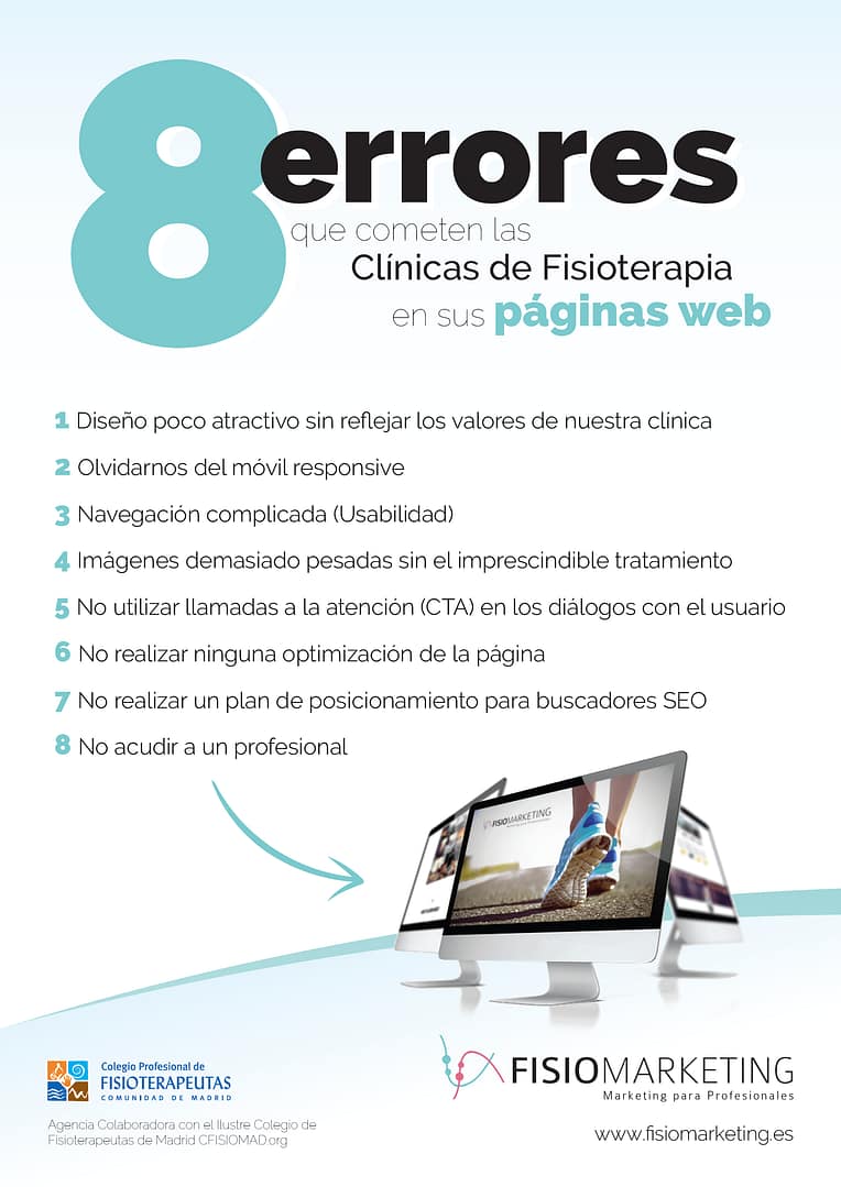 8 errores que cometen las Clínicas de Fisioterapia en sus páginas web